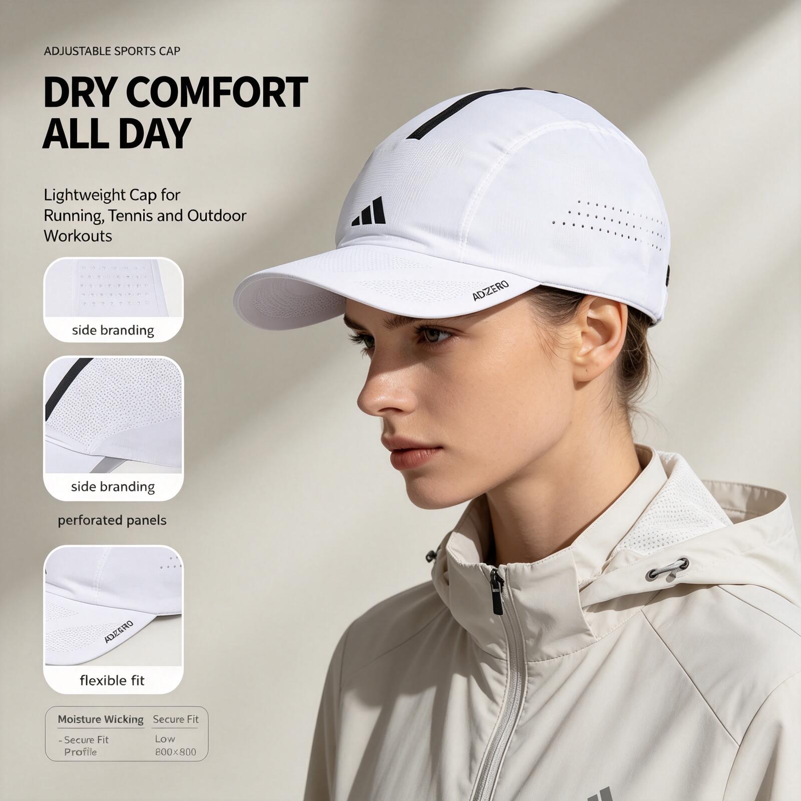 Adidas White Running Cap Light - Running Cap Lightweight ulasan dan harga