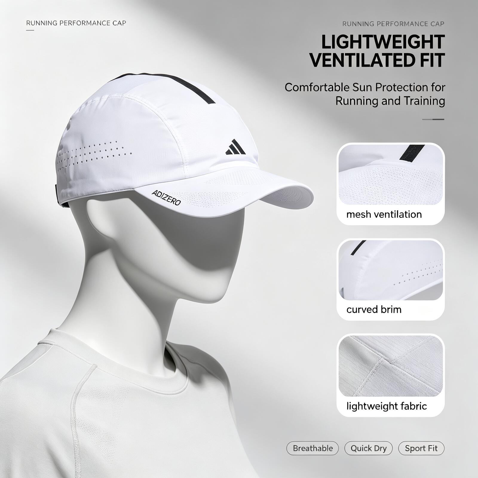 Adidas White Running Cap Light - Running Cap Lightweight ulasan dan harga