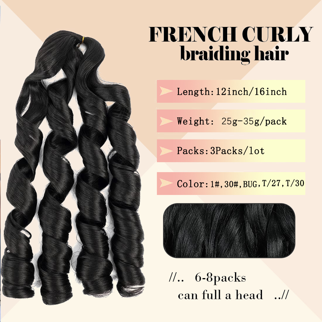 French Curl Braiding Hair 12/1 - Beret French Wool ulasan dan harga